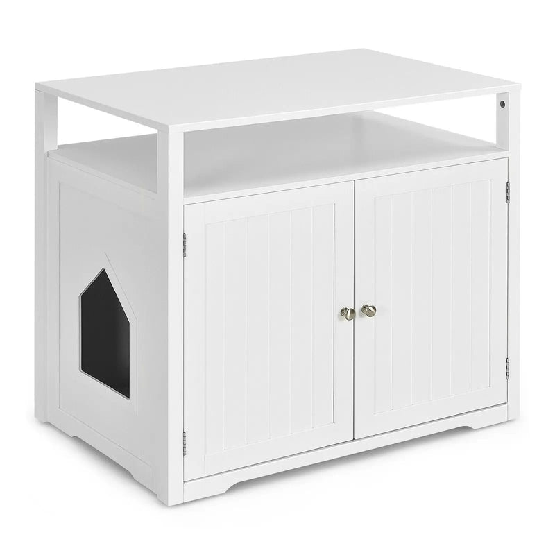 Wooden Cat Litter Box Enclosure Hidden Cat Washroom with Storage Layer by DirectDeals