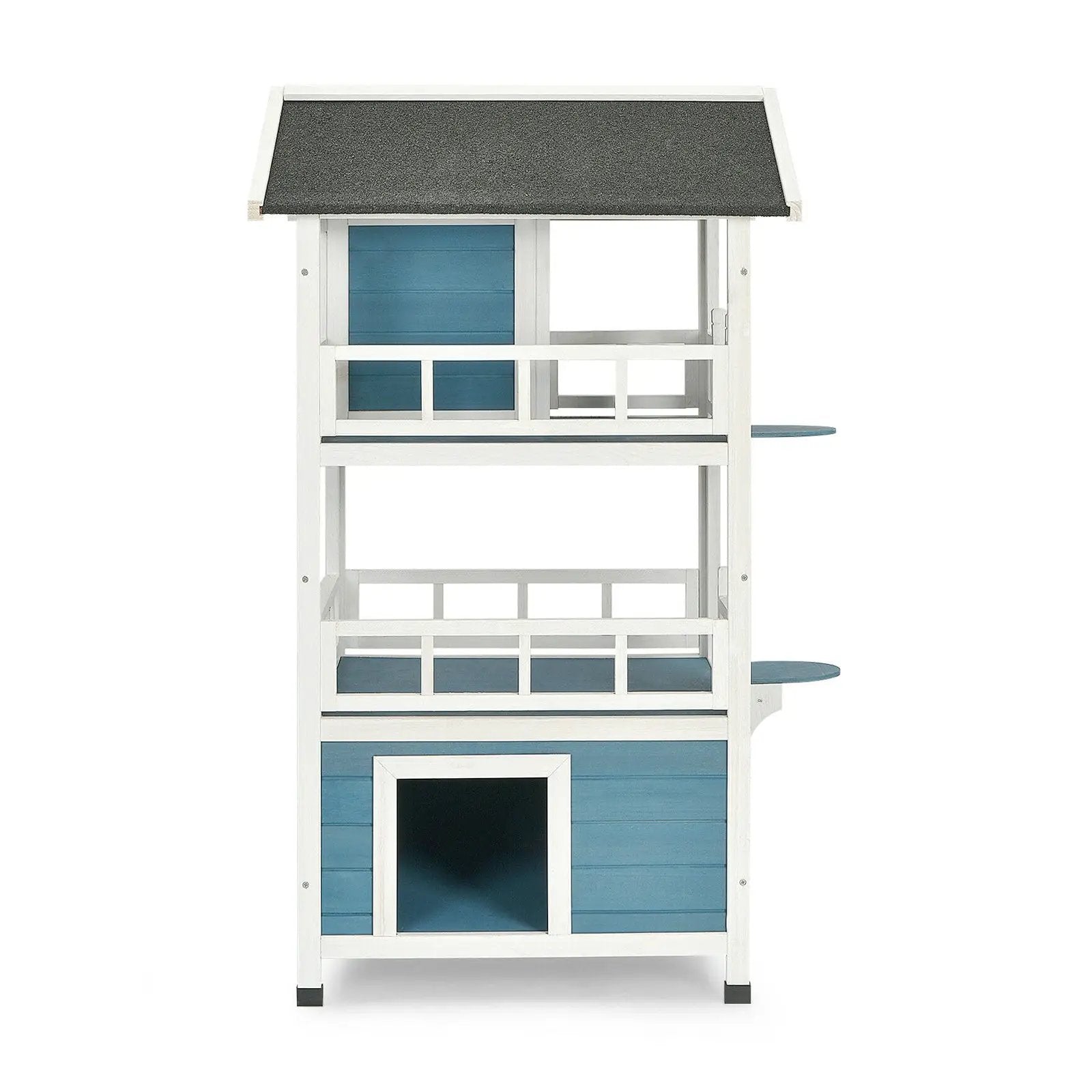 2-Story Outdoor Wooden Catio Cat House Shelter with Enclosure by DirectDeals