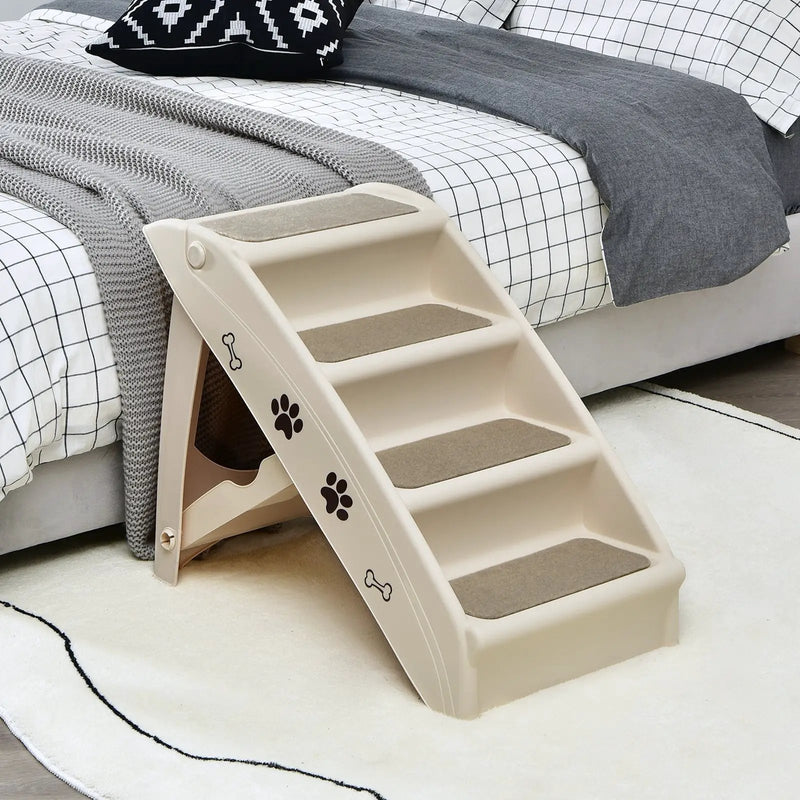 Collapsible Plastic Pet Stairs 4 Step Ladder for Small Dog and Cats by DirectDeals