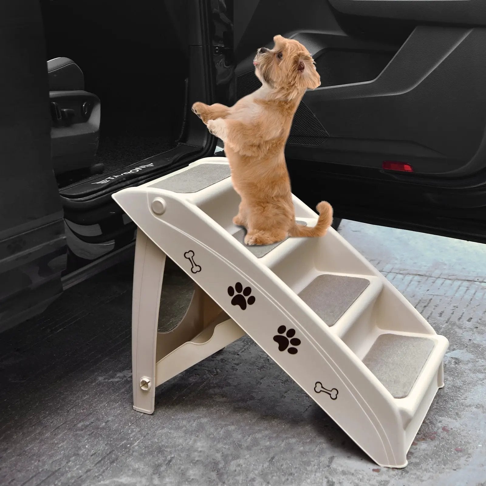 Collapsible Plastic Pet Stairs 4 Step Ladder for Small Dog and Cats by DirectDeals
