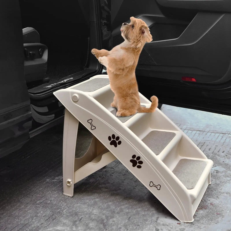 Collapsible Plastic Pet Stairs 4 Step Ladder for Small Dog and Cats by DirectDeals