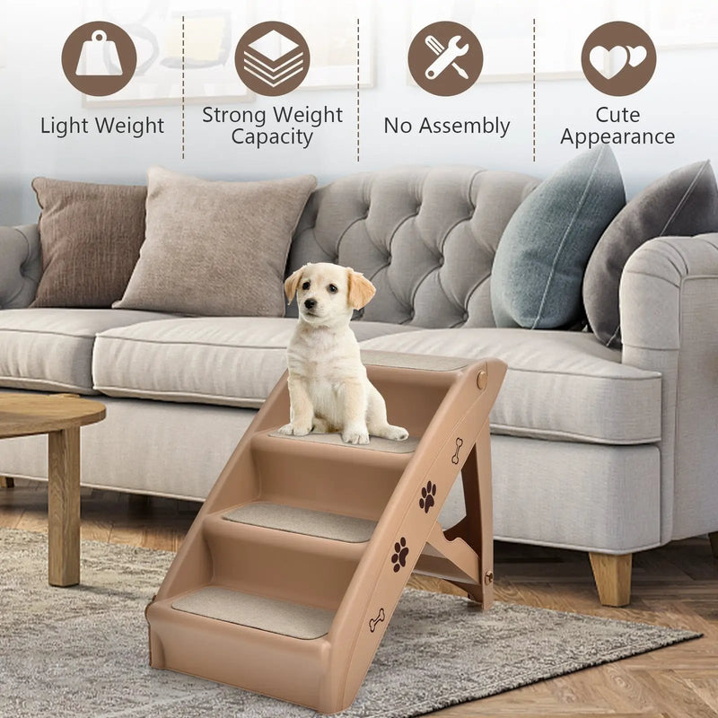 Collapsible Plastic Pet Stairs 4 Step Ladder for Small Dog and Cats by DirectDeals