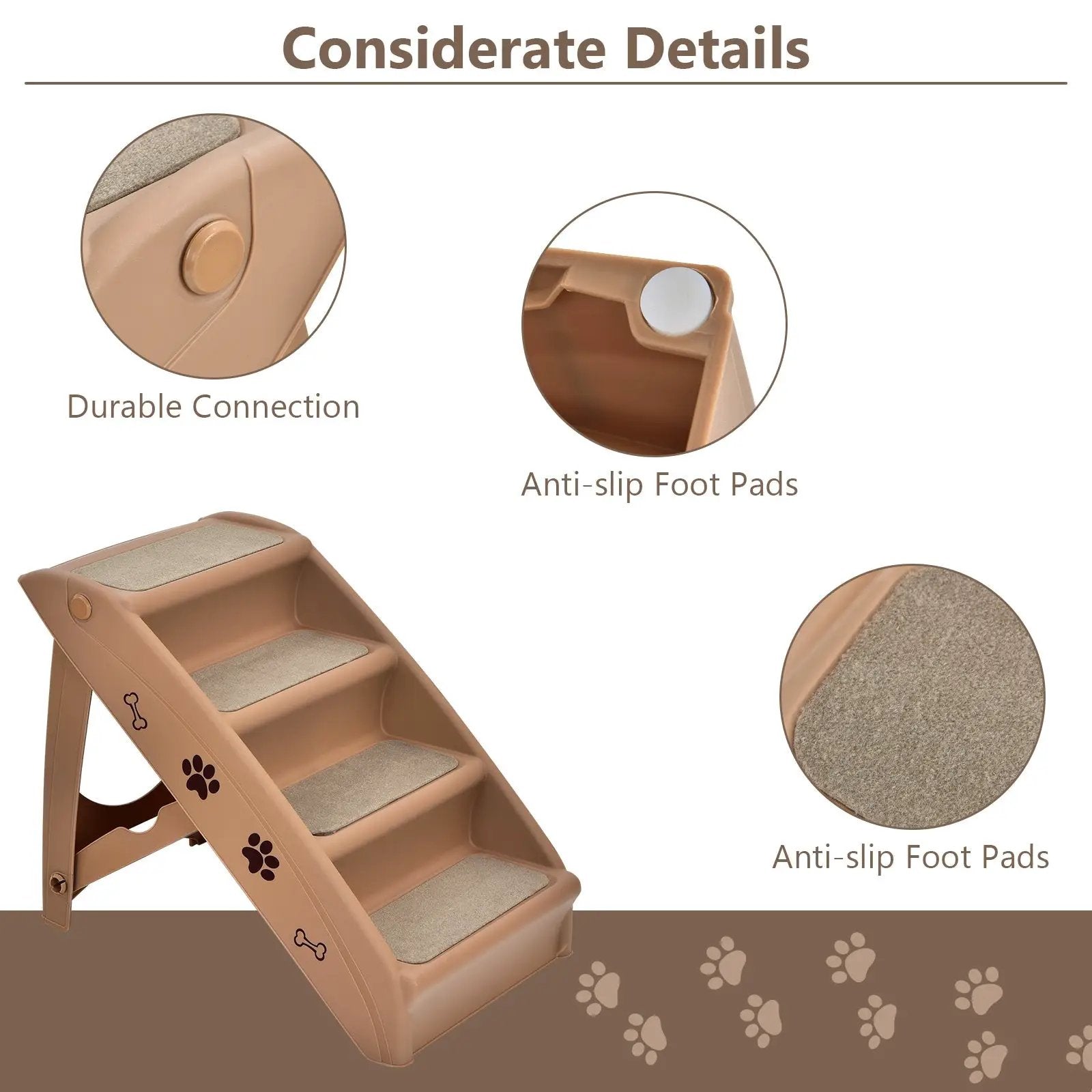 Collapsible Plastic Pet Stairs 4 Step Ladder for Small Dog and Cats by DirectDeals