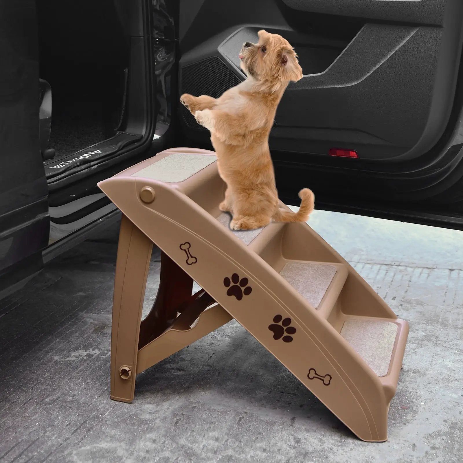 Collapsible Plastic Pet Stairs 4 Step Ladder for Small Dog and Cats by DirectDeals