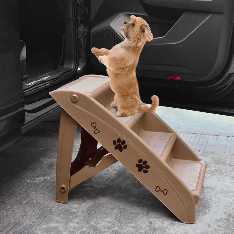 Collapsible Plastic Pet Stairs 4 Step Ladder for Small Dog and Cats by DirectDeals