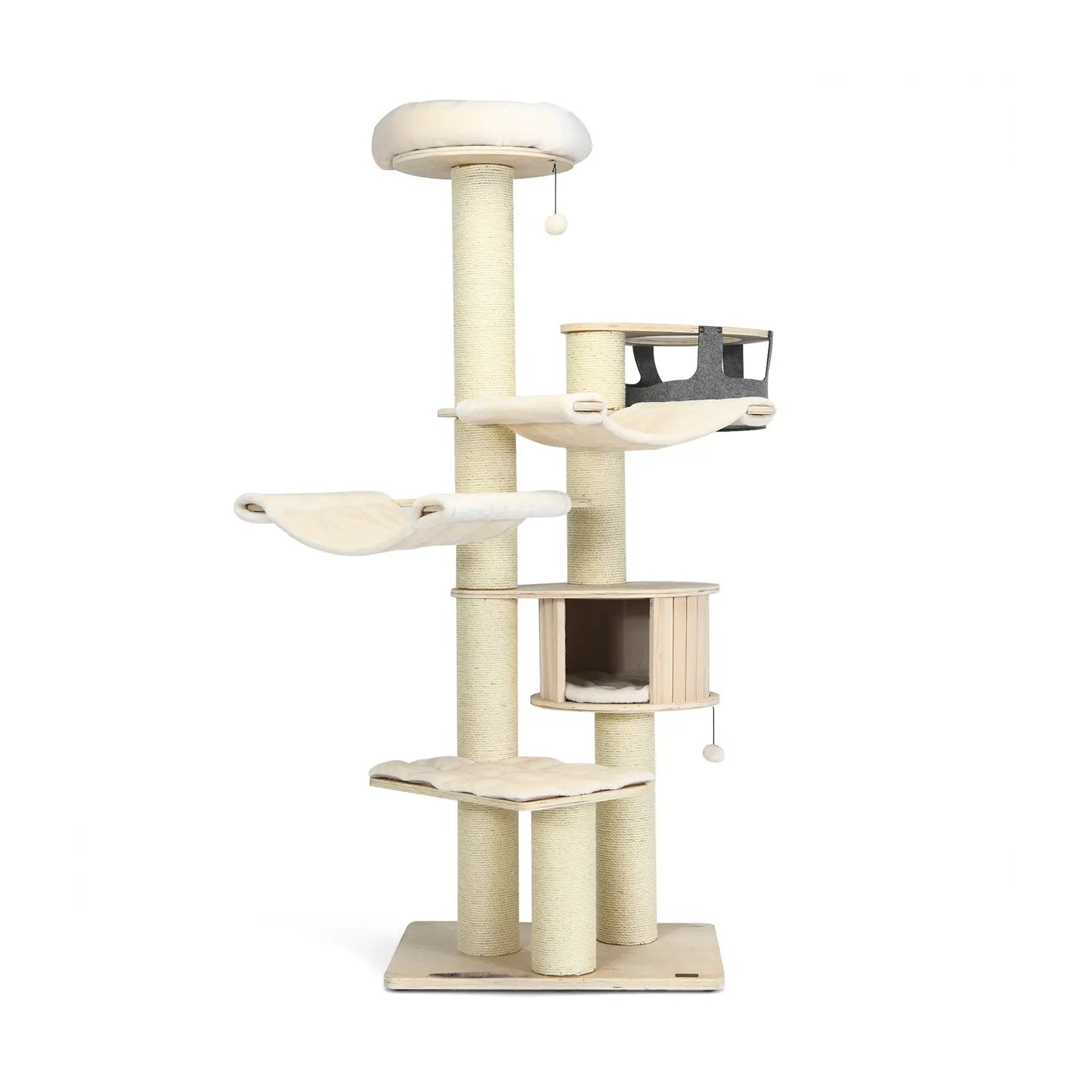 77.5-Inch Cat Tree Condo Multi-Level Kitten Activity Tower with Sisal Posts-Cream White by DirectDeals
