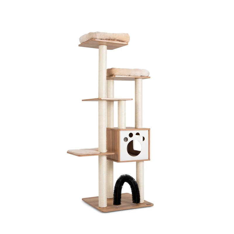 Indoor Cat Tree Tower with Platform Scratching Posts-Beige by DirectDeals