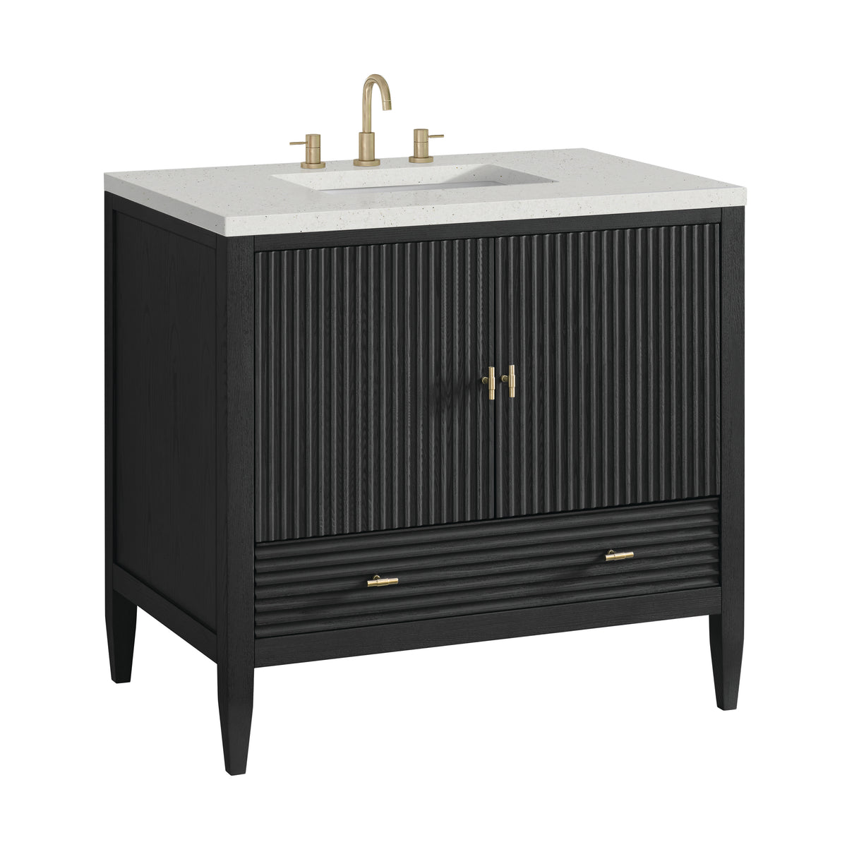 James Martin Myrrin 36" Single Bathroom Vanity, Carbon Oak, view 38