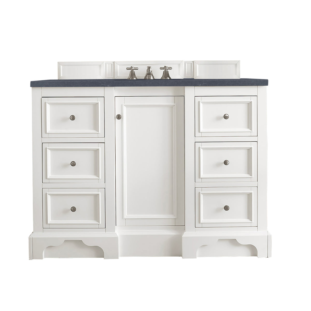 James Martin De Soto 48" Single Bathroom Vanity, Bright White with Charcoal Soapstone countertop