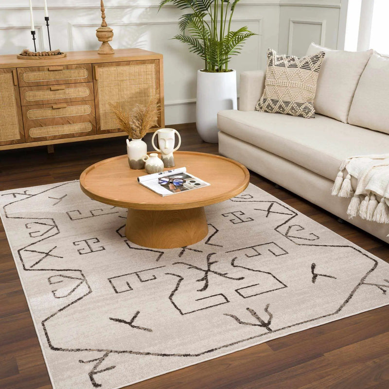 Azzan Cream & Charcoal Area Rug - Clearance by Boutique Rugs