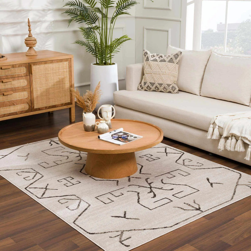 Azzan Cream & Charcoal Area Rug - Clearance by Boutique Rugs