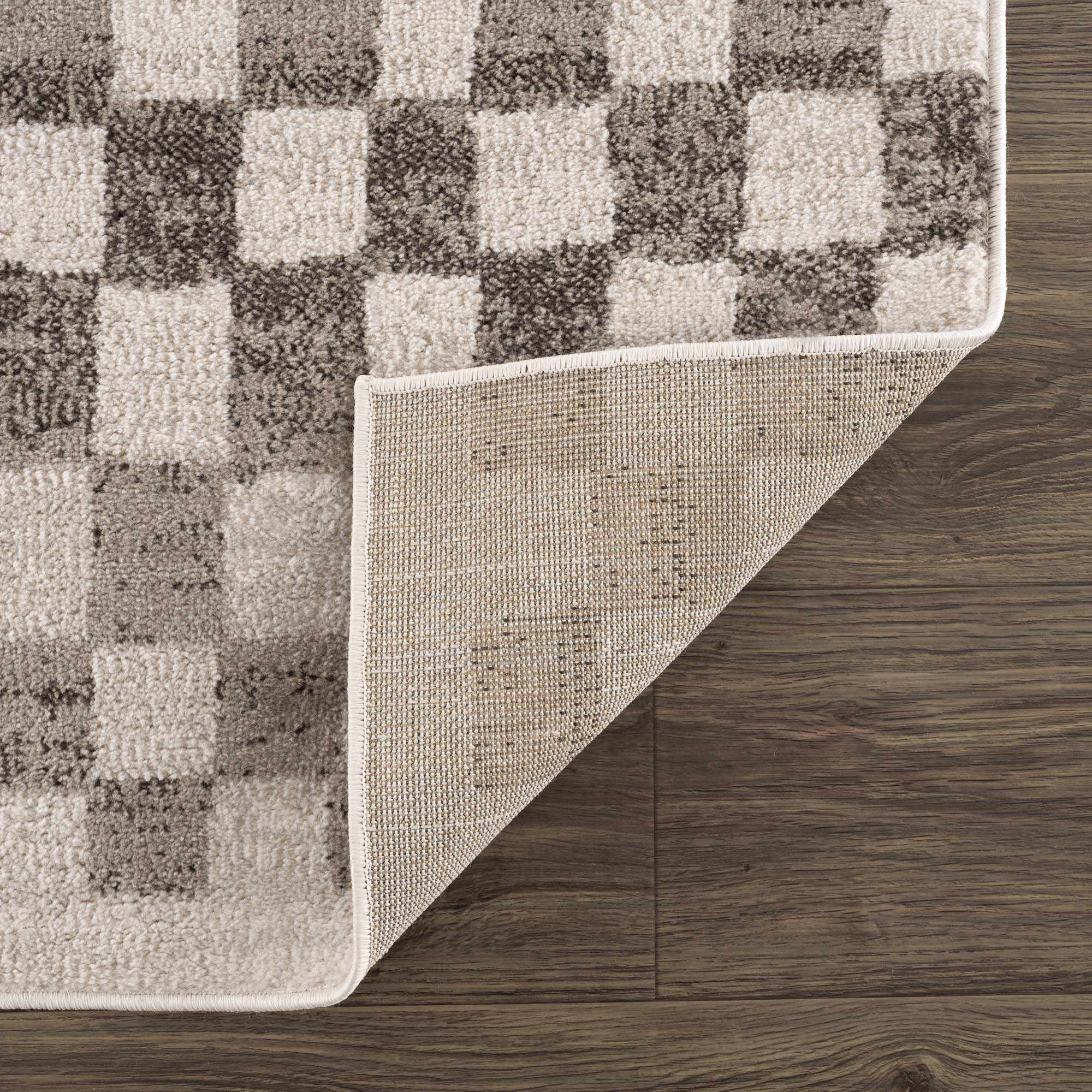 Benjy Irregular Checkboard Rug - Beige by Boutique Rugs