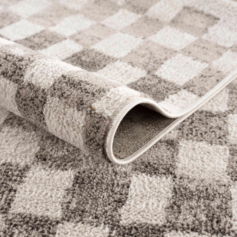 Benjy Irregular Checkboard Rug - Beige by Boutique Rugs