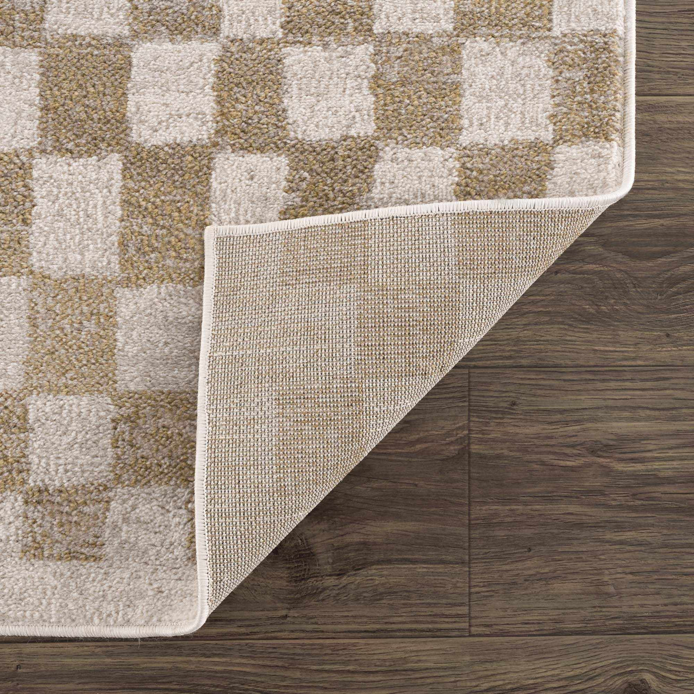 Benjy Irregular Checkboard Rug - Cream&Gold by Boutique Rugs
