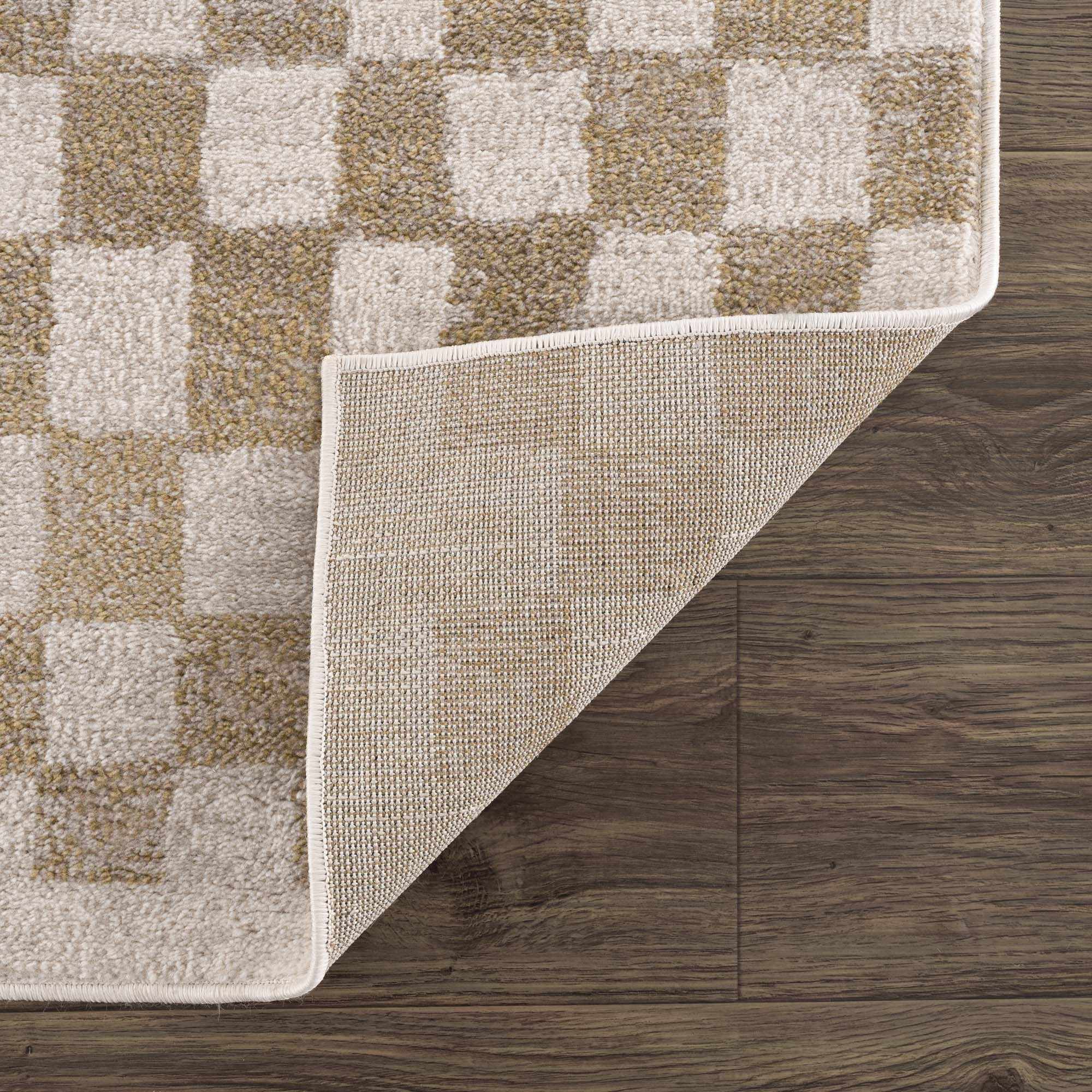 Benjy Irregular Checkboard Rug - Cream&Gold by Boutique Rugs