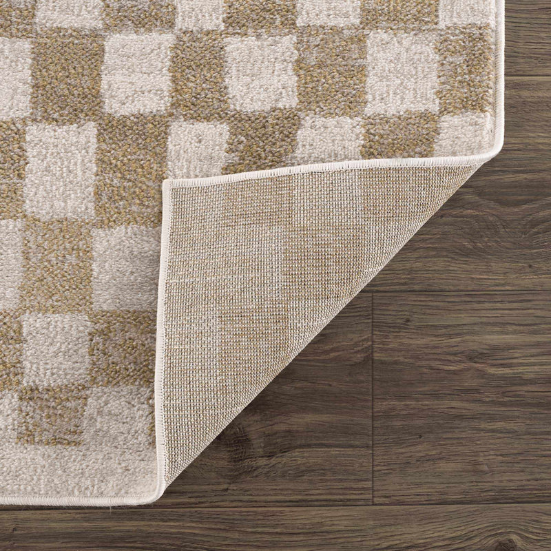 Benjy Irregular Checkboard Rug - Cream&Gold by Boutique Rugs