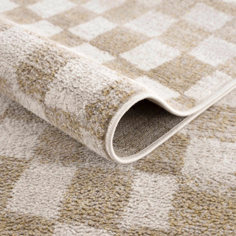 Benjy Irregular Checkboard Rug - Cream&Gold by Boutique Rugs