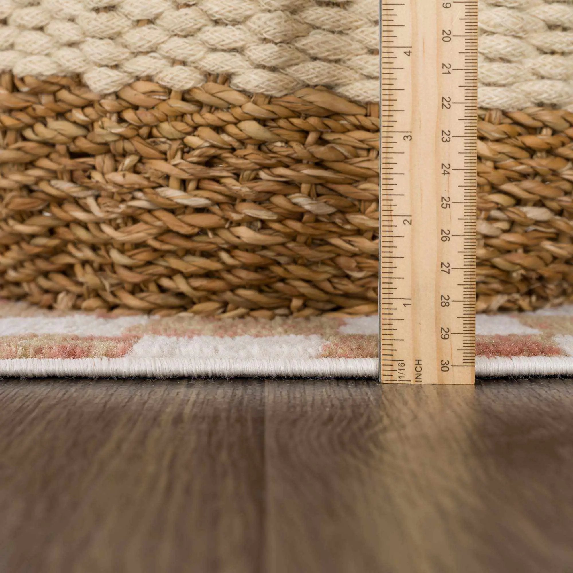 Benjy Irregular Checkboard Rug - Cream&Salmon by Boutique Rugs