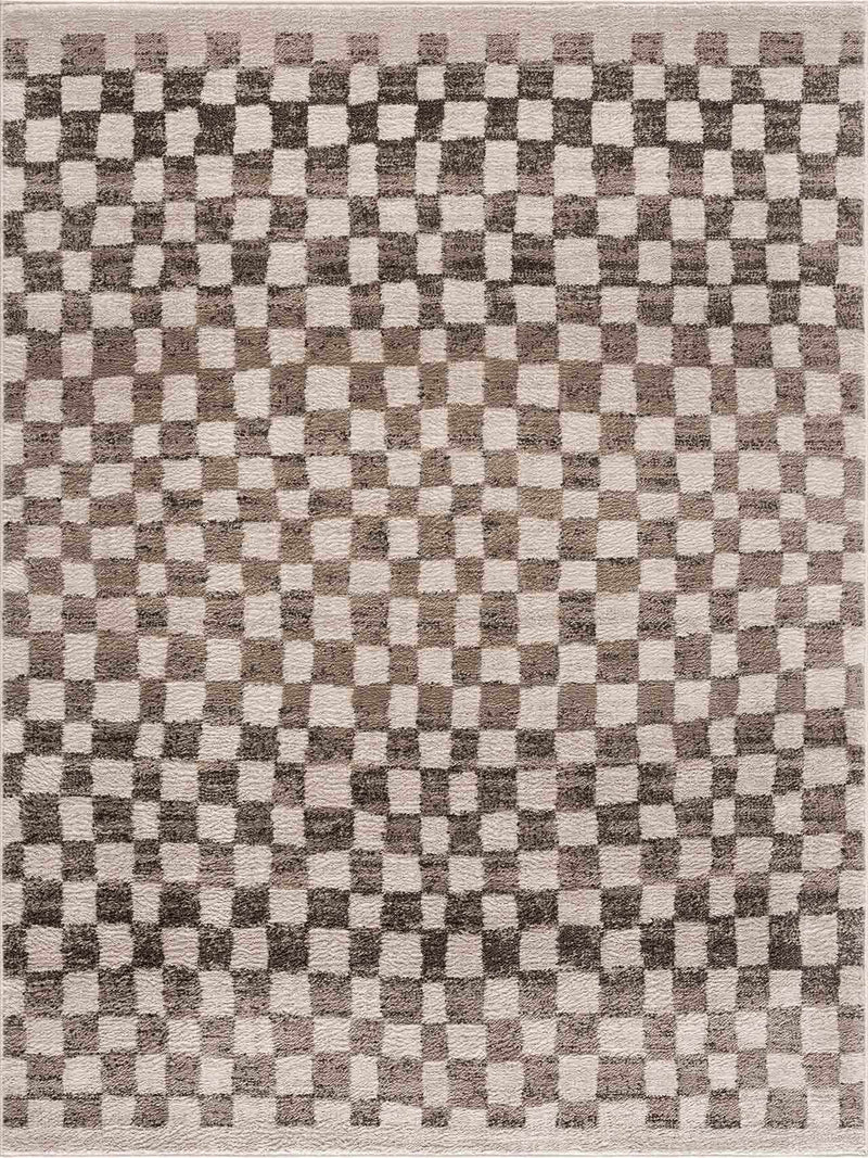 Benjy Cream & Charcoal Checkered Area Rug by Boutique Rugs