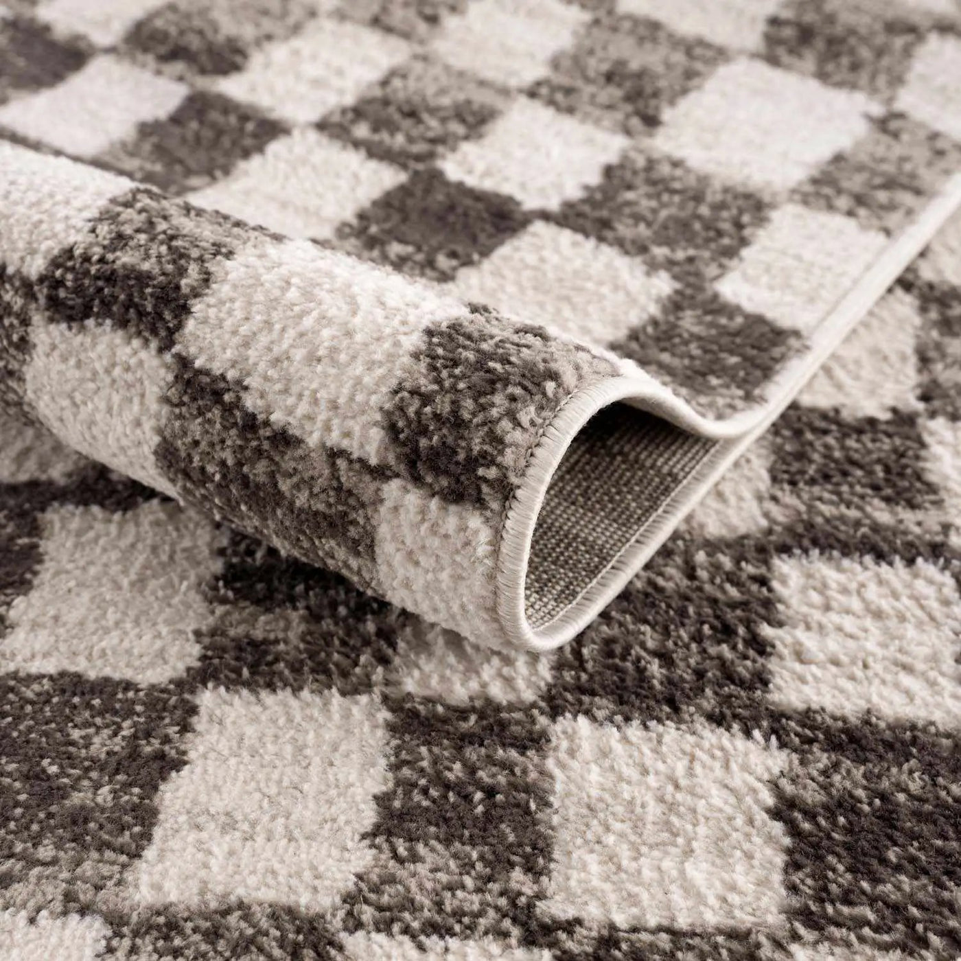 Benjy Cream & Charcoal Checkered Area Rug by Boutique Rugs