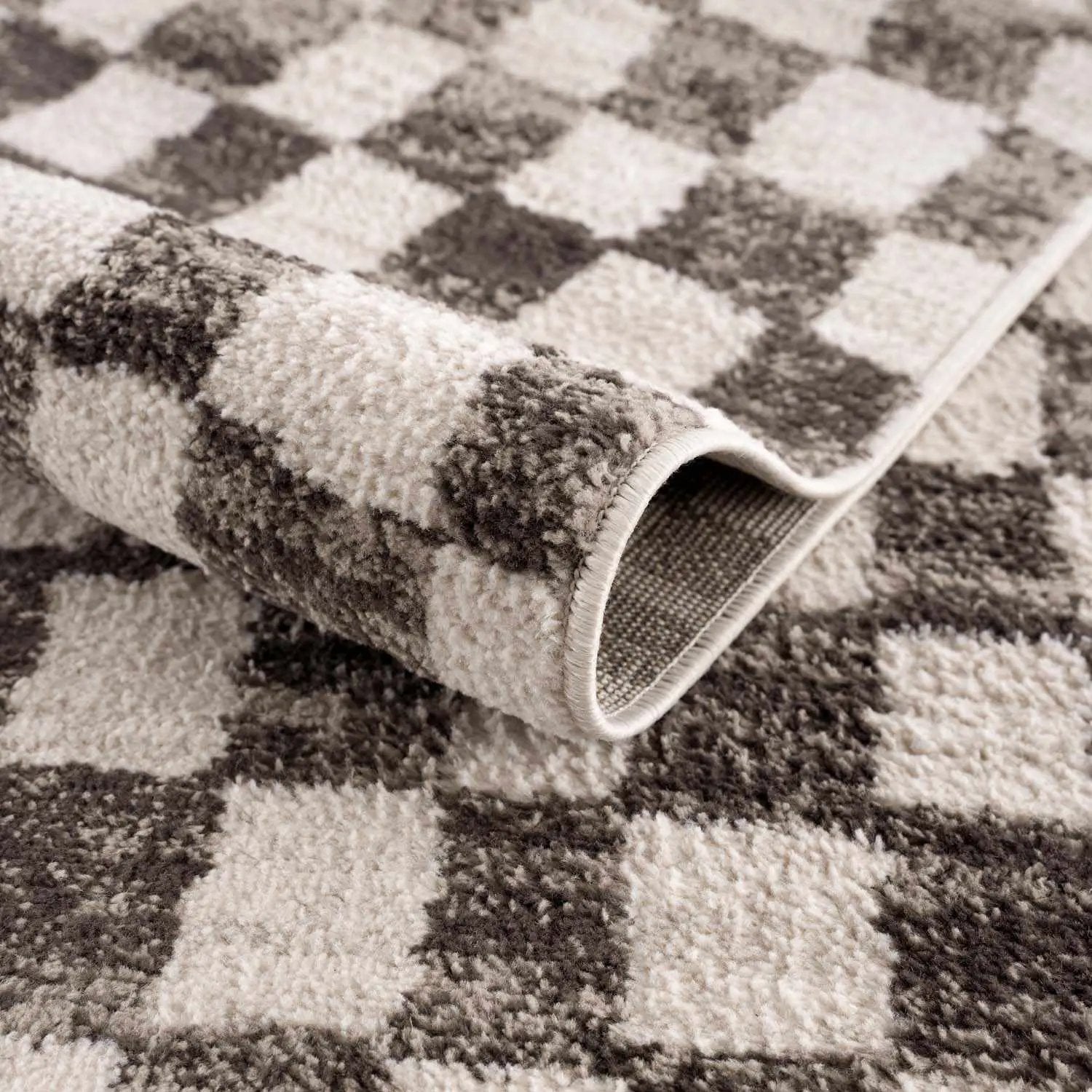 Benjy Cream & Charcoal Checkered Area Rug by Boutique Rugs