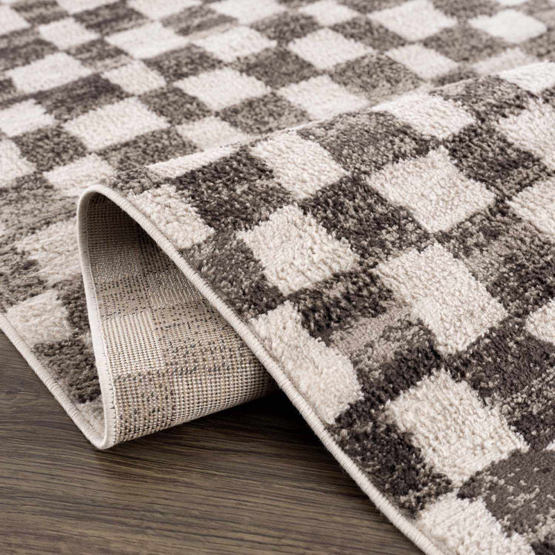 Benjy Cream & Charcoal Checkered Area Rug by Boutique Rugs