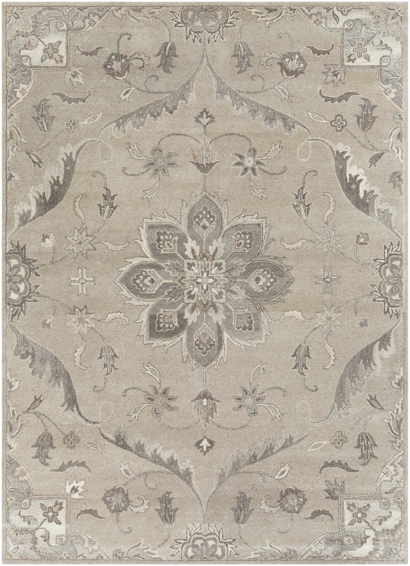 Peterstown Beige Wool Rug by Boutique Rugs