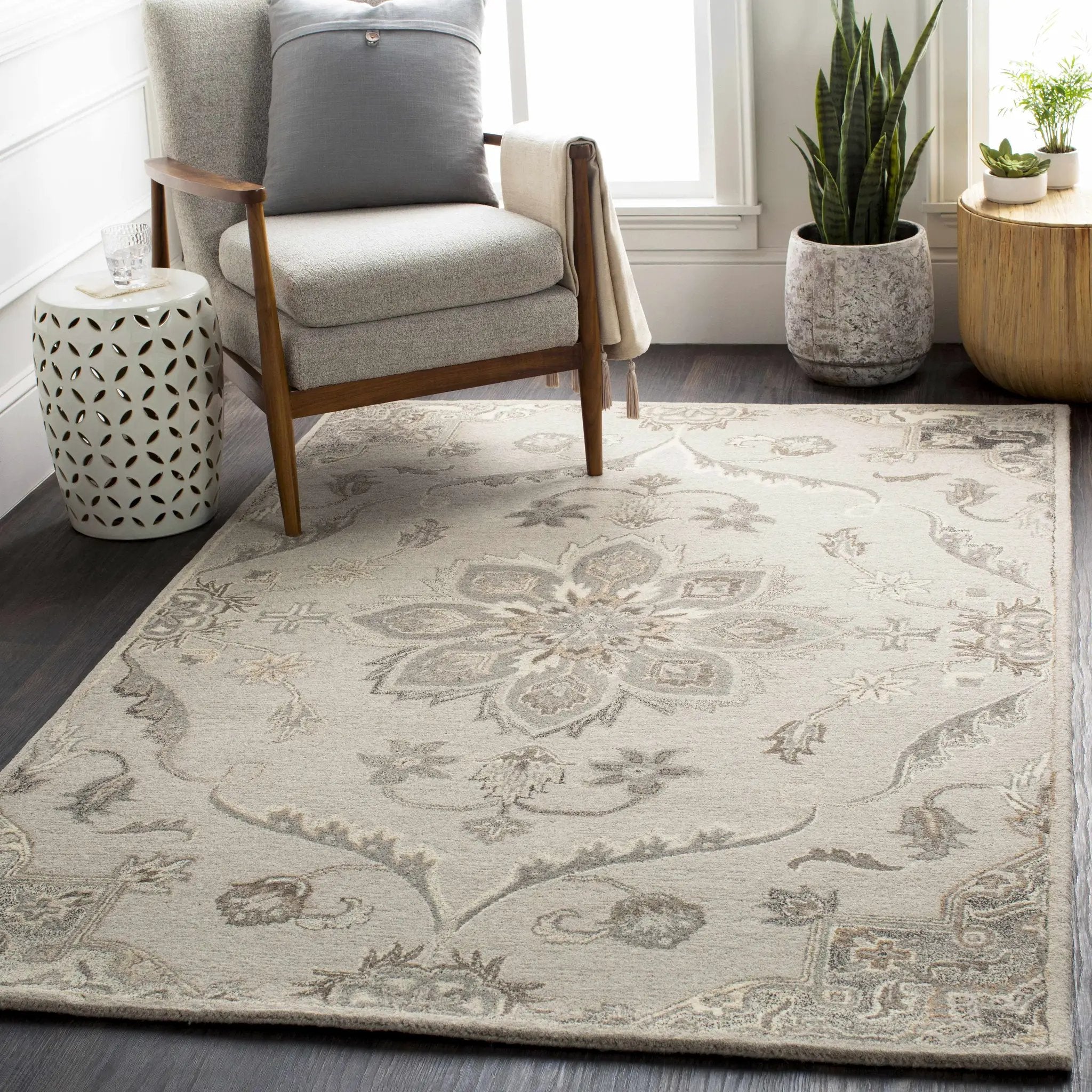 Peterstown Beige Wool Rug by Boutique Rugs