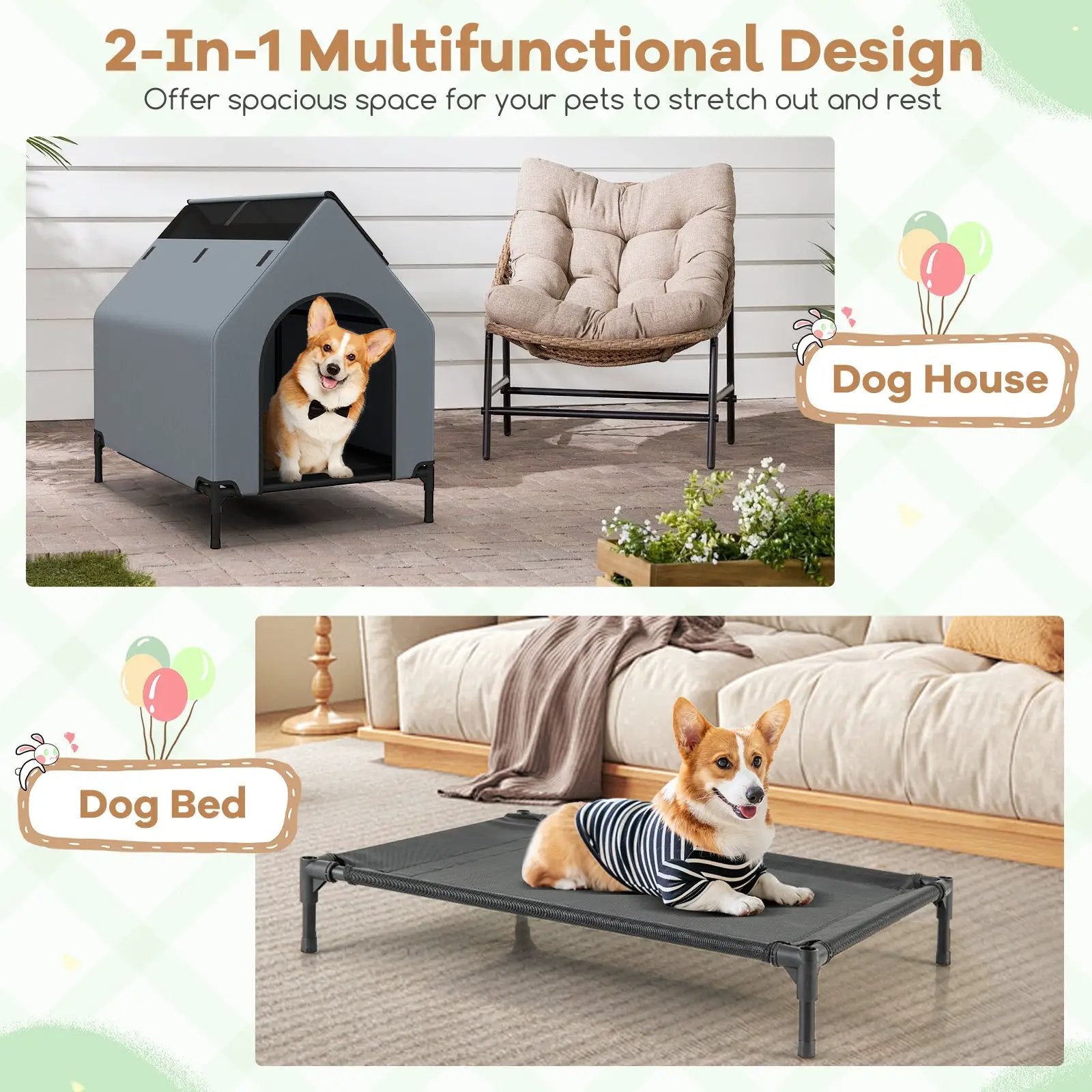 Large/Middle/Small Outdoor Elevated Pet House with Ventilated Windows by DirectDeals