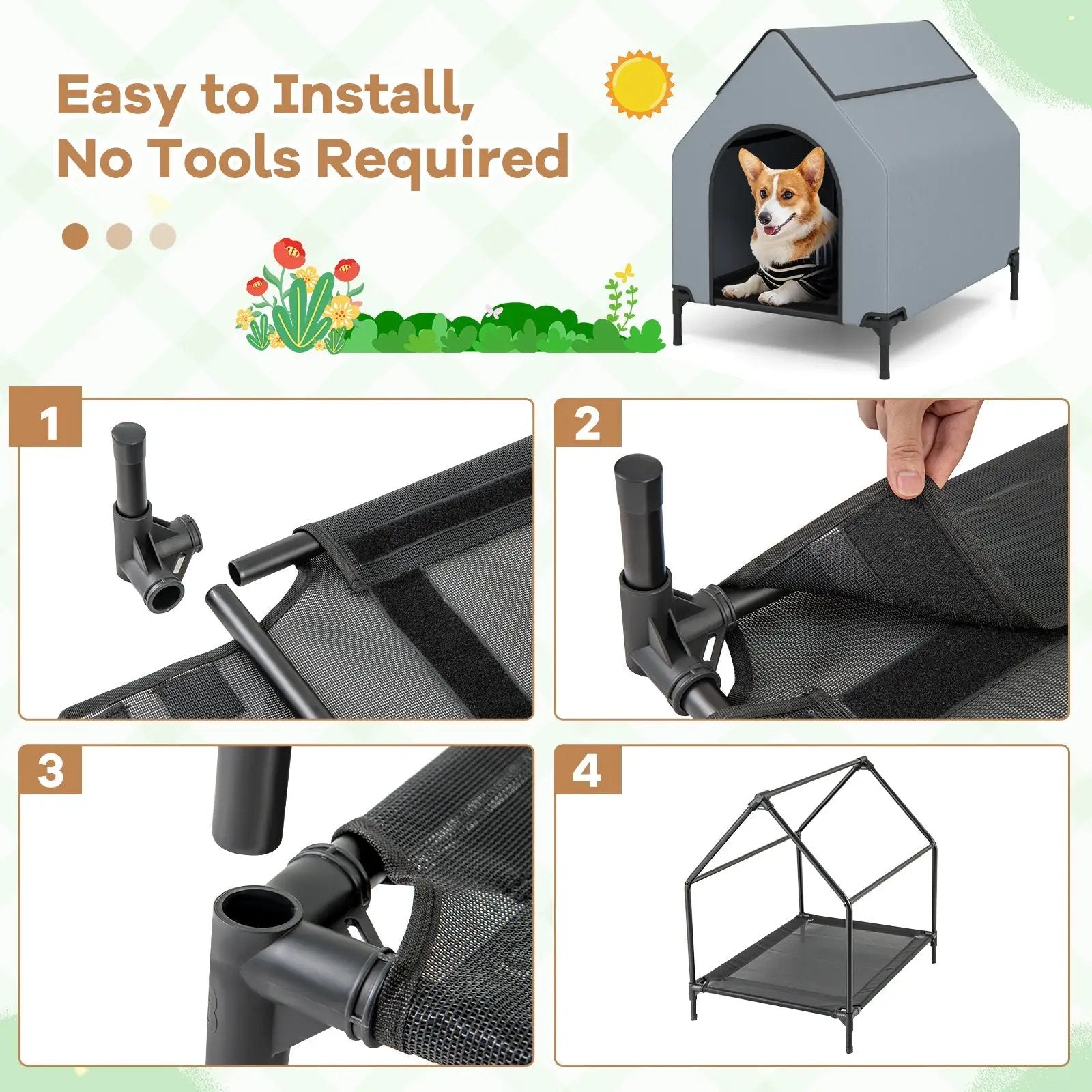 Large/Middle/Small Outdoor Elevated Pet House with Ventilated Windows by DirectDeals