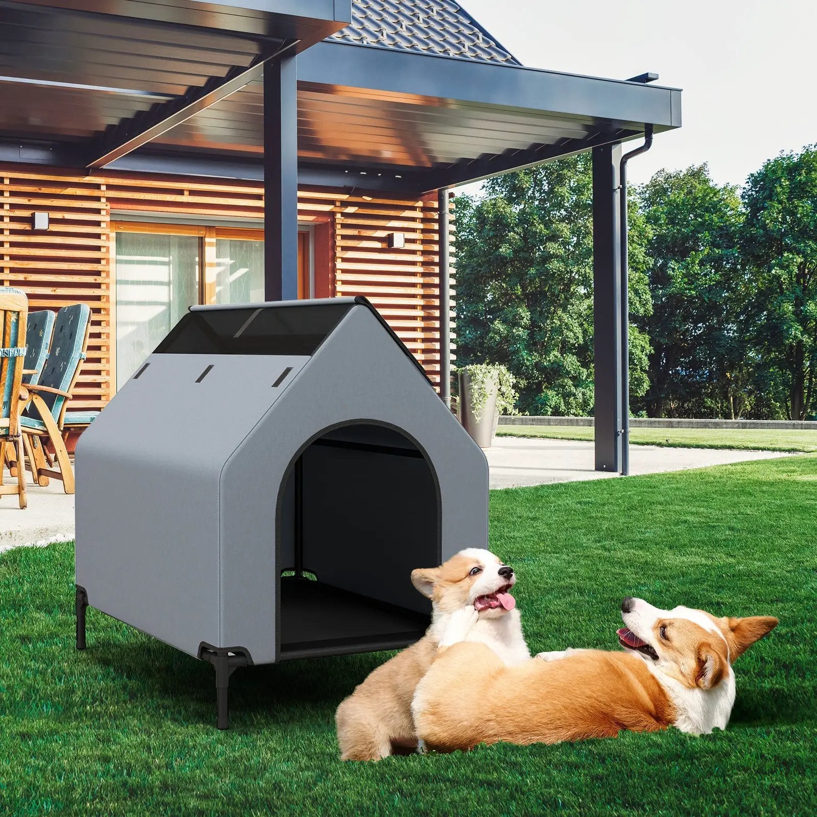 Large/Middle/Small Outdoor Elevated Pet House with Ventilated Windows by DirectDeals