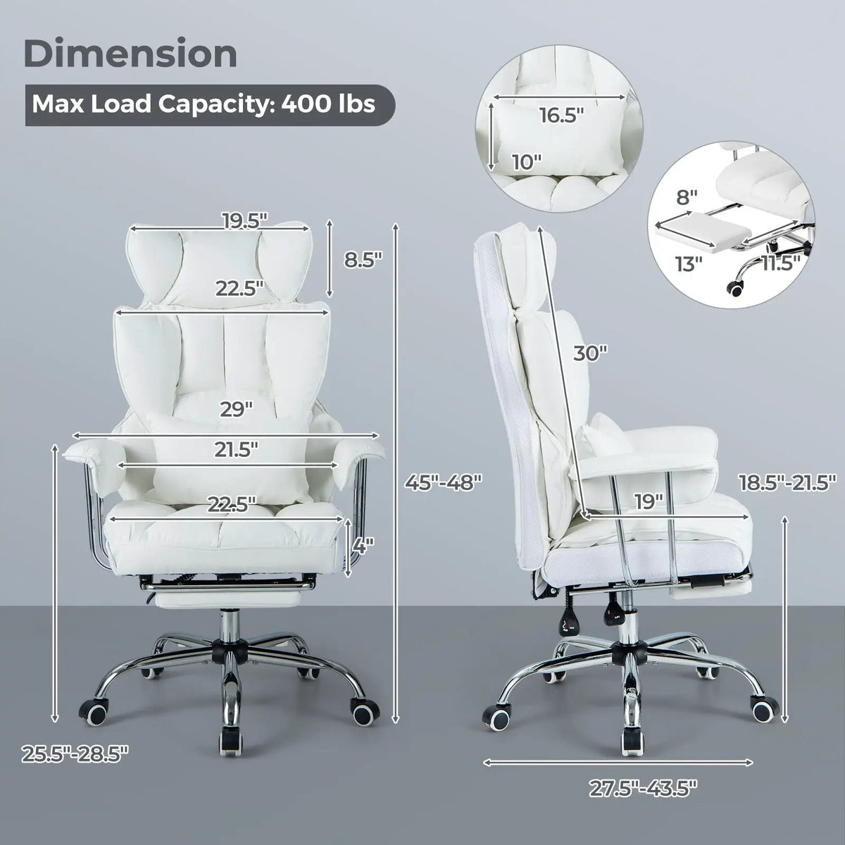 Big and Tall Executive Office Desk Chair with Footrest by DirectDeals