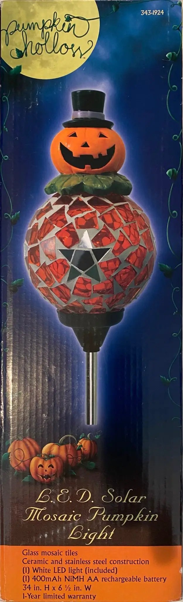 Pumpkin Solar LED Jewelry Multi-Colored 32 in. Mosaic Patterned Globe Pathway Stake Light (1-Pack) by Outdoor Solar Outlet