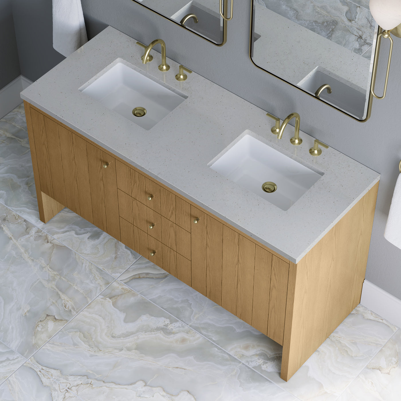 James Martin Hudson 60" Double Bathroom Vanity, Light Natural Oak by James Martin
