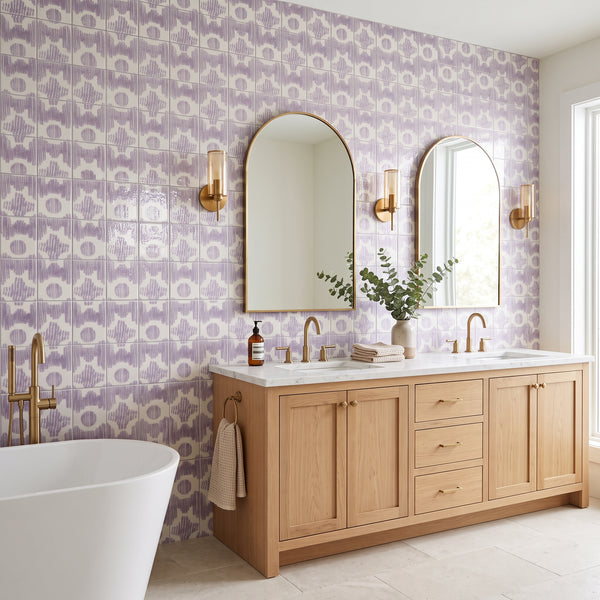 Pure White, Wisteria Glossy Clara B Ceramic Tiles 6x6