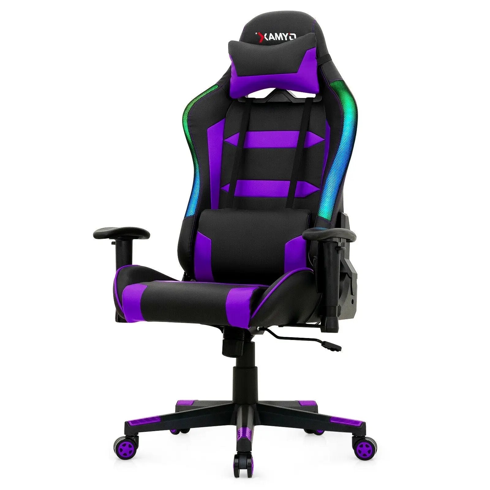 Adjustable Swivel Gaming Chair with LED Lights and Remote by DirectDeals