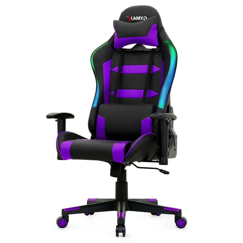 Adjustable Swivel Gaming Chair with LED Lights and Remote by DirectDeals