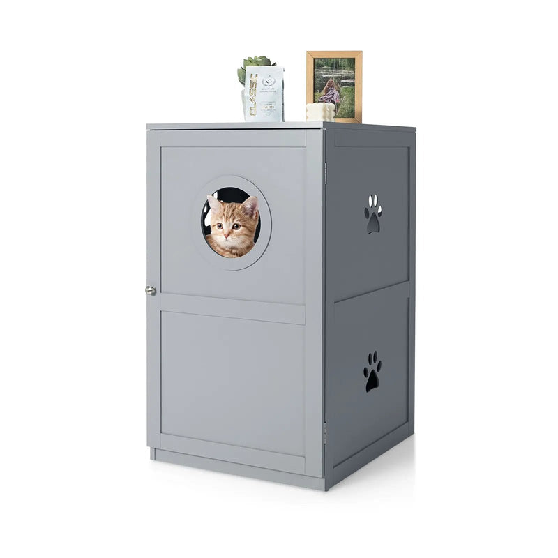 2-tier Litter Hidden Cat House With Anti-toppling Device by DirectDeals