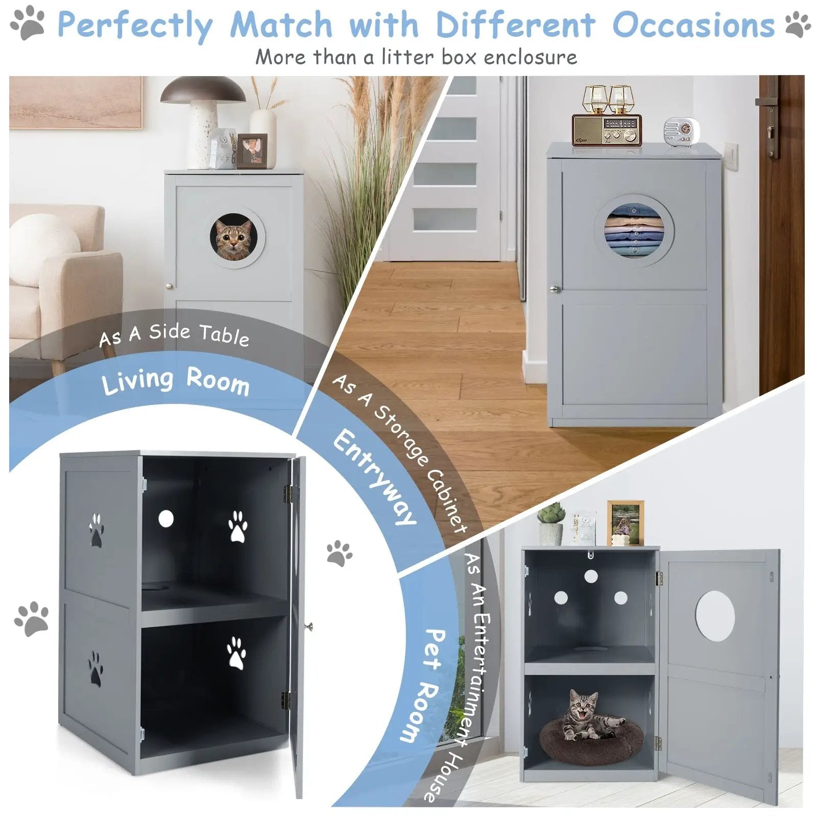 2-tier Litter Hidden Cat House With Anti-toppling Device by DirectDeals