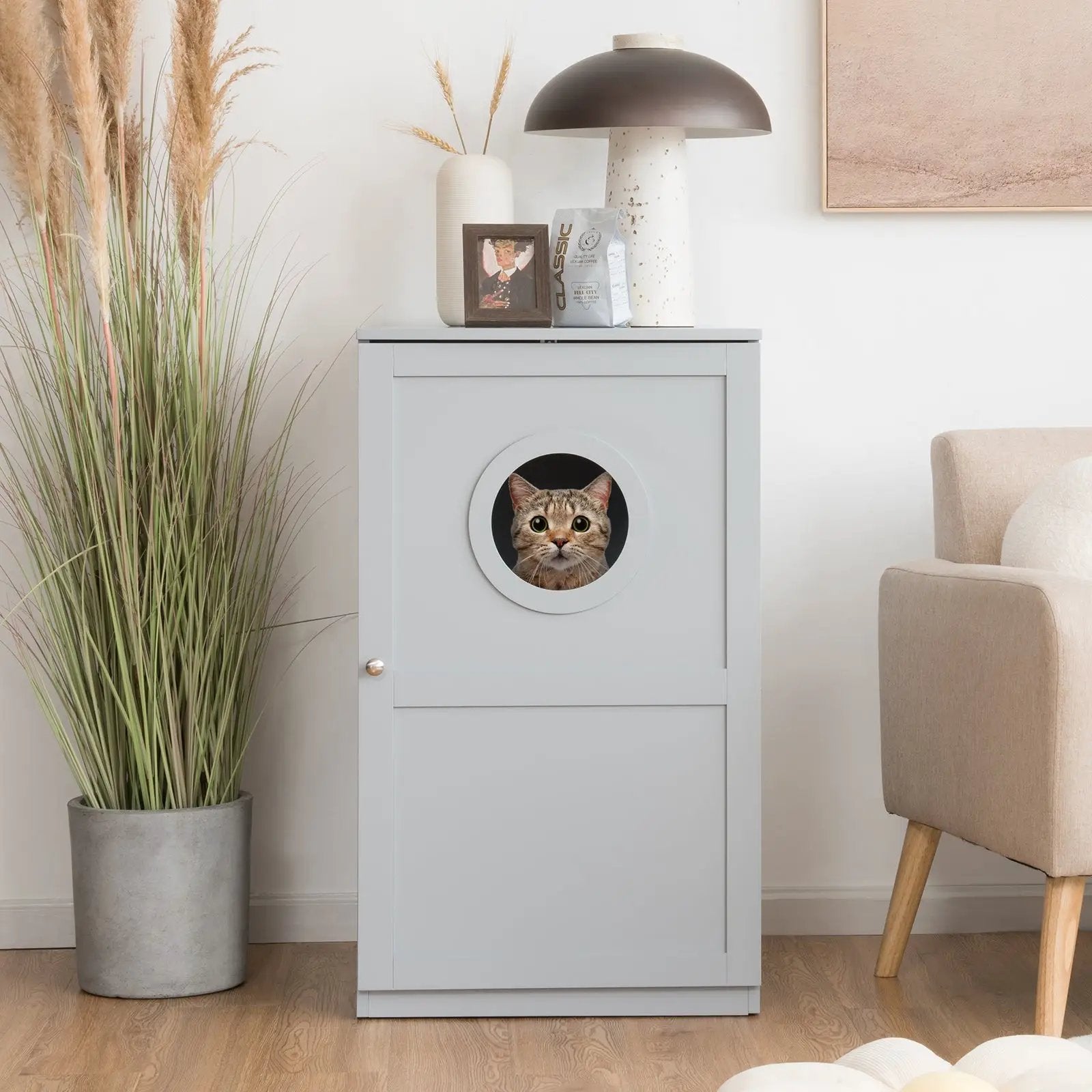 2-tier Litter Hidden Cat House With Anti-toppling Device by DirectDeals
