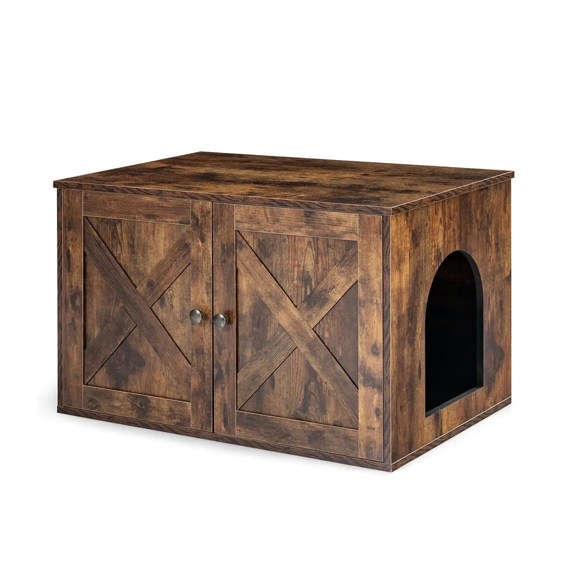 Wooden Hidden Cabinet Cat Furniture with Divider-Coffee by DirectDeals