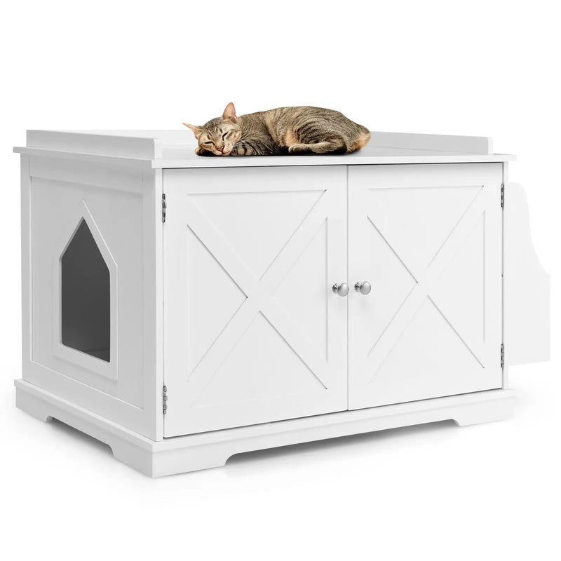 Large Wooden Cat Litter Box Enclosure with the Storage Rack by DirectDeals