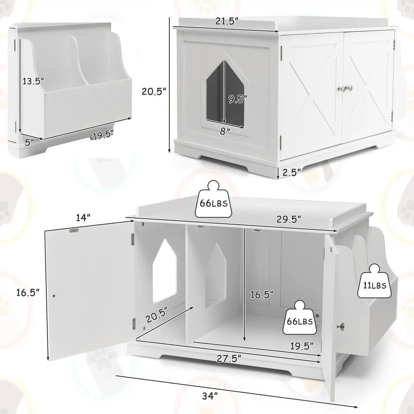 Large Wooden Cat Litter Box Enclosure with the Storage Rack by DirectDeals
