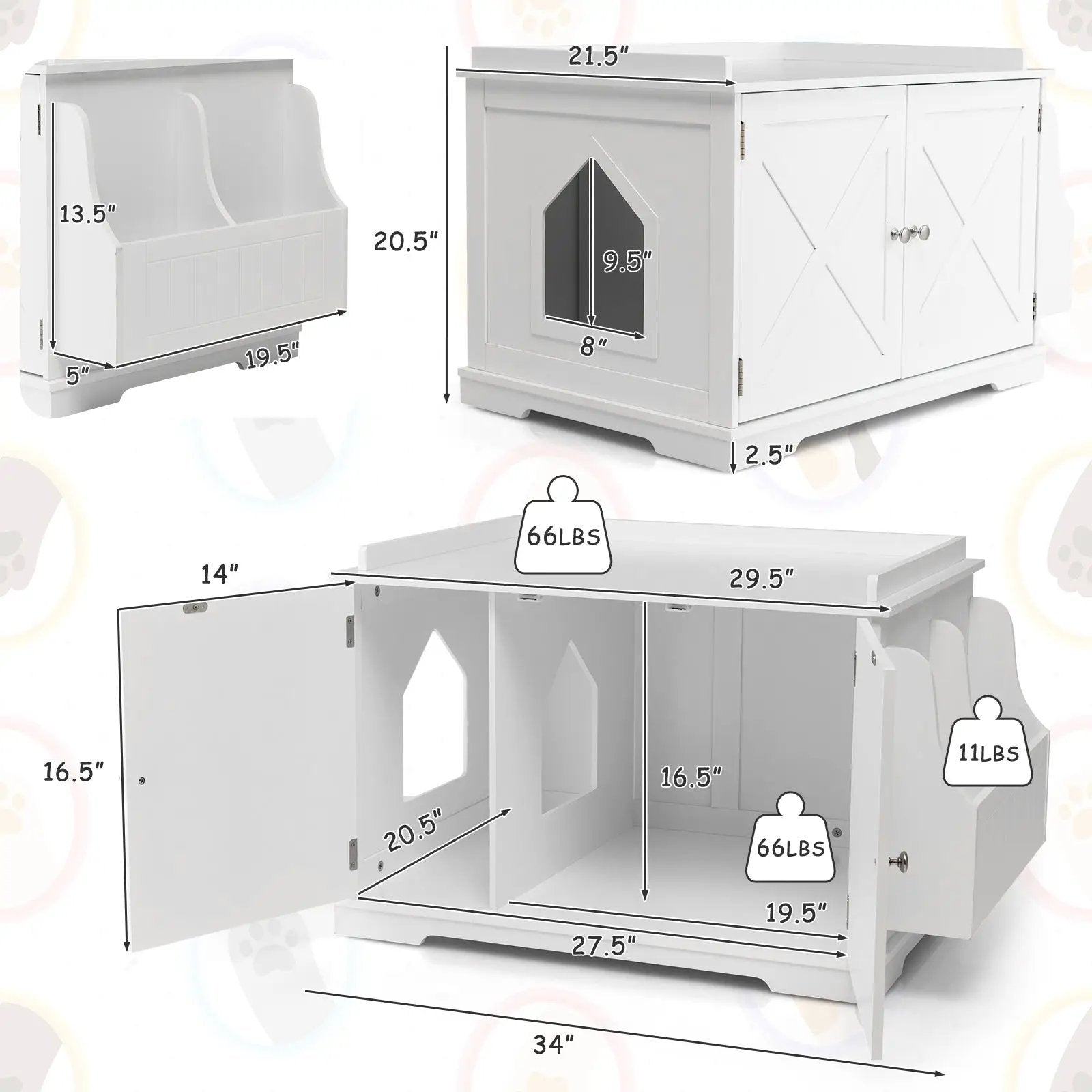 Large Wooden Cat Litter Box Enclosure with the Storage Rack by DirectDeals
