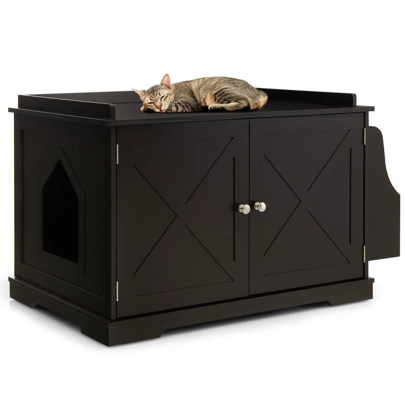 Large Wooden Cat Litter Box Enclosure with the Storage Rack by DirectDeals