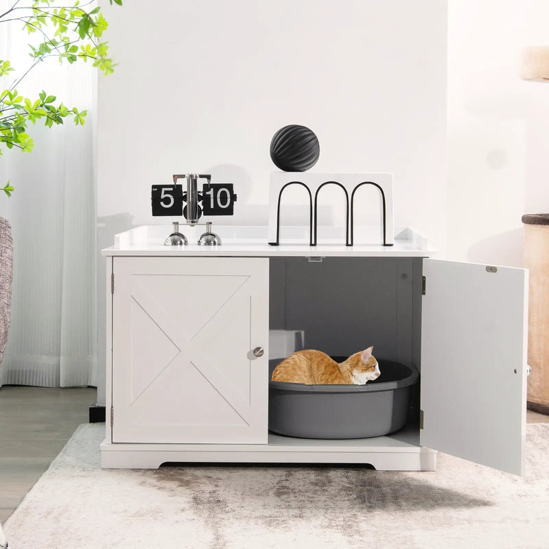 Large Wooden Cat Litter Box Enclosure with the Storage Rack by DirectDeals