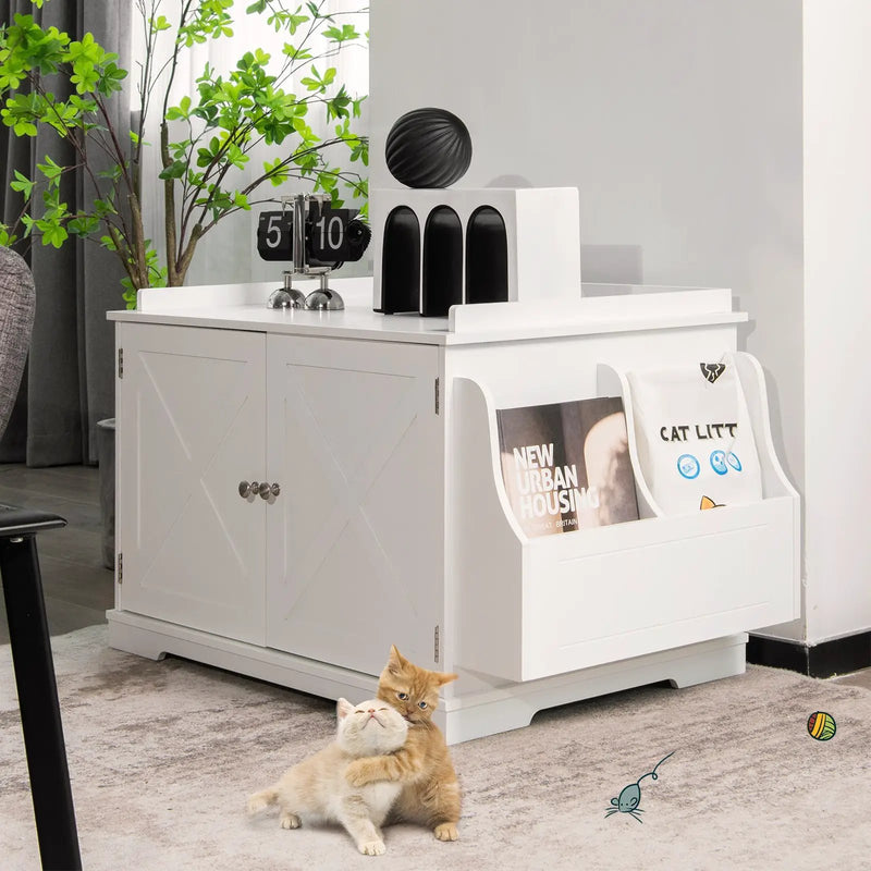 Large Wooden Cat Litter Box Enclosure with the Storage Rack by DirectDeals