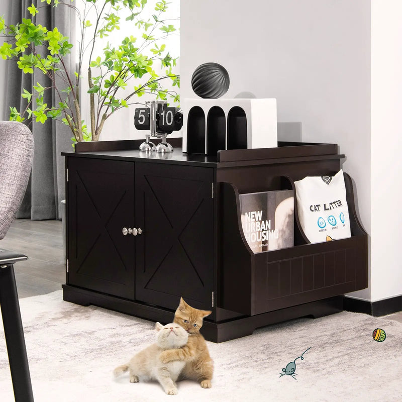 Large Wooden Cat Litter Box Enclosure with the Storage Rack by DirectDeals