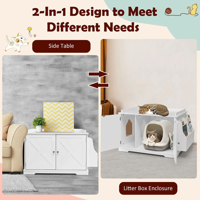Large Wooden Cat Litter Box Enclosure with the Storage Rack by DirectDeals