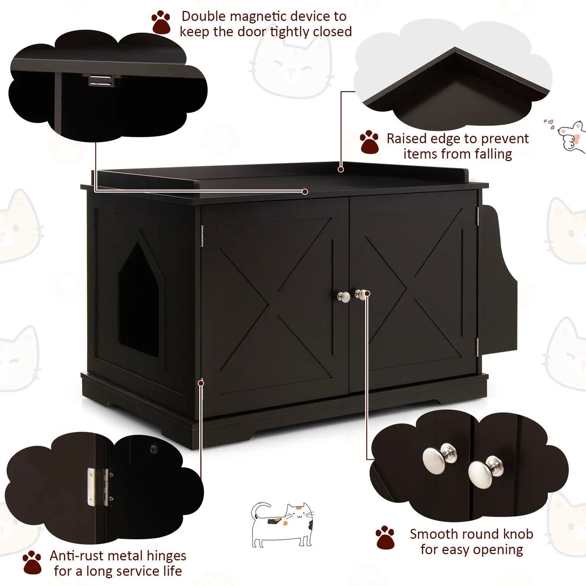 Large Wooden Cat Litter Box Enclosure with the Storage Rack by DirectDeals